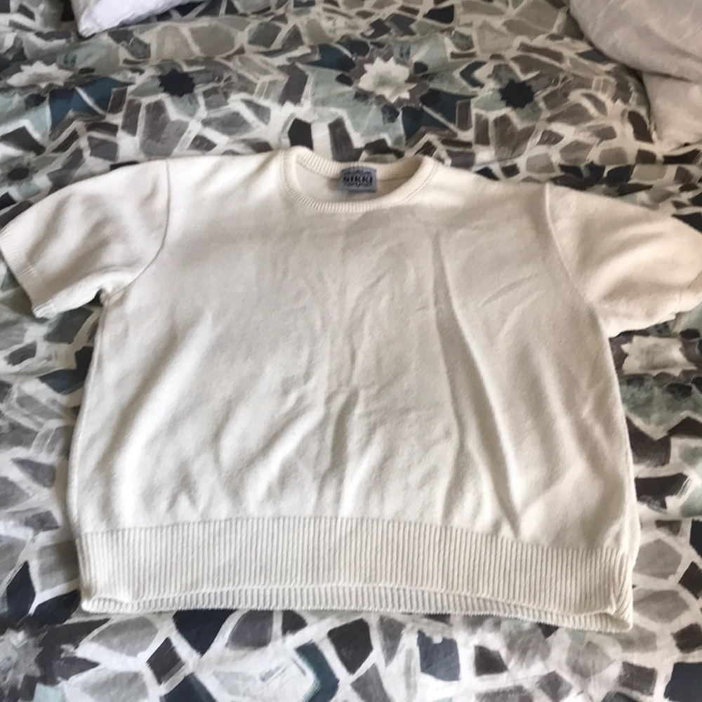 Vintage cream short sleeve sweater